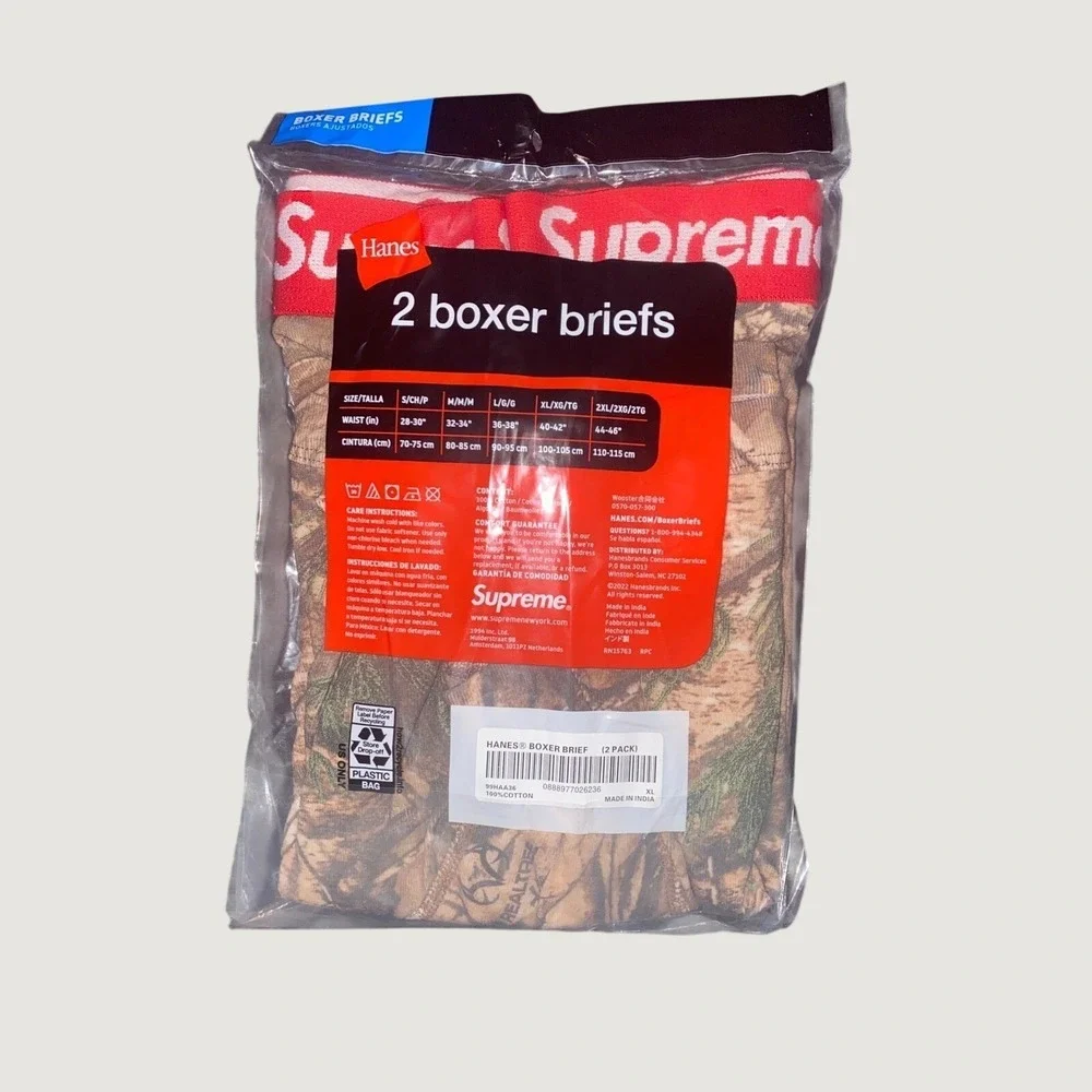 Supreme Hanes Real Tree Boxer Briefs XL/XG Mens 2 Pack Camo Underwear HypeBeast